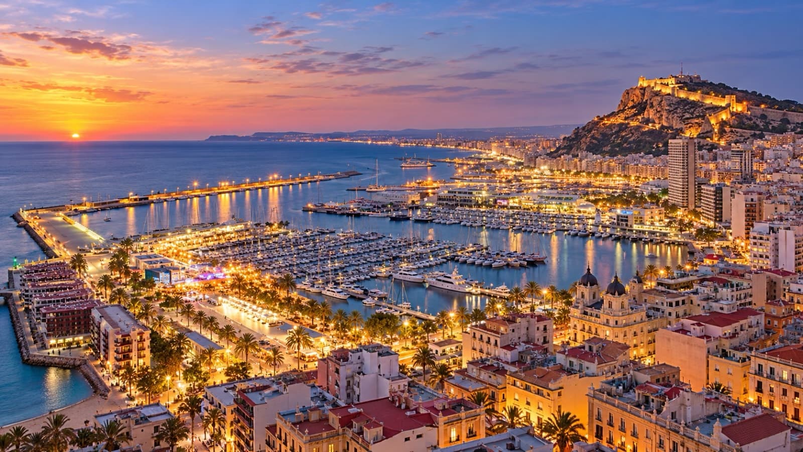 Alicante Mediterranean marina and Costa Blanca coastline